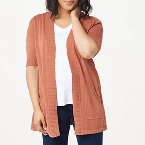 Isaac Mizrahi Open Front Cardigan with Pockets